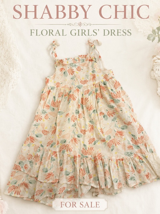 Shabby Chic Other - Shabby Chic Cream Floral Sundress with Coral & Mint Accents